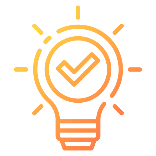 Idea light bulb check good icon