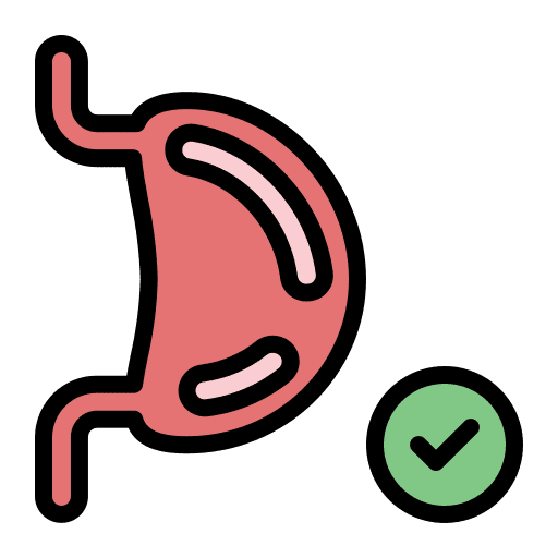 Stomach anatomy check mark healthcare and medical icon