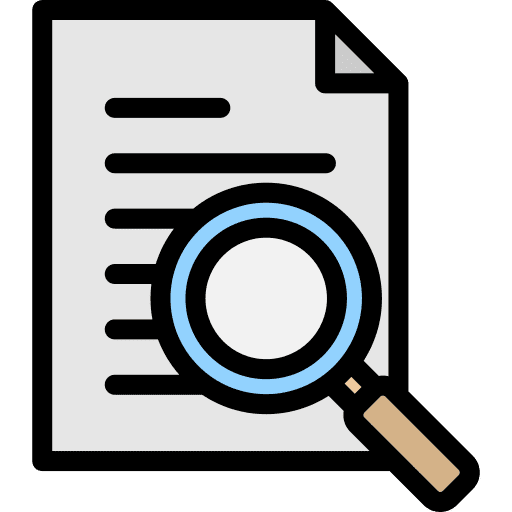 Investigation loupe monitoring document icon