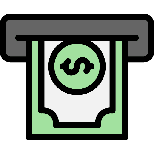 Money withdrawal business and finance cash machine money withdrawal icon