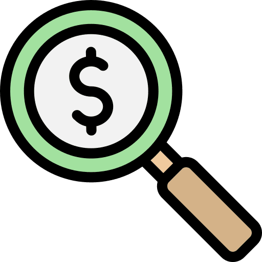 Crowdfunding market research dollar searching icon Crowdfunding market research dollar searching icon
