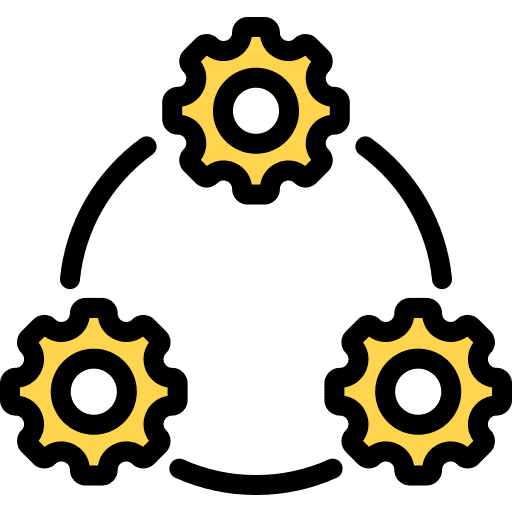 Process settings connection business and finance icon Process settings connection business and finance icon