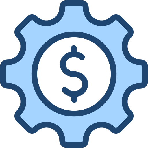 Management economy currency cogwheel icon Management economy currency cogwheel icon