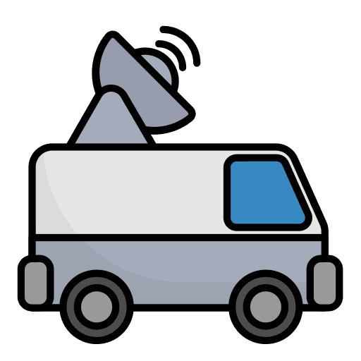 Mobile unit broadcasting broadcast reporter icon Mobile unit broadcasting broadcast reporter icon