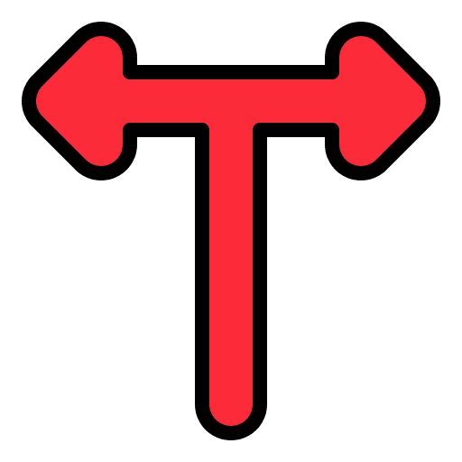 T junction direction traffic two arrow icon T junction direction traffic two arrow icon