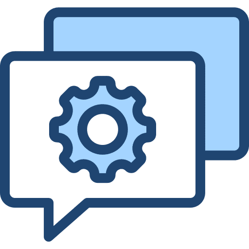 Conversation cogwheel conversation communications icon