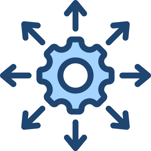Network direction gear management icon Network direction gear management icon