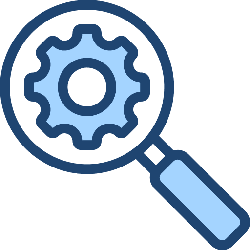 Research testing gear investigation icon Research testing gear investigation icon