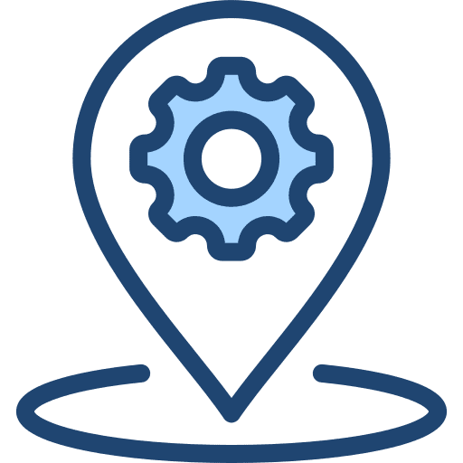 Place maps and location gear seo icon Place maps and location gear seo icon