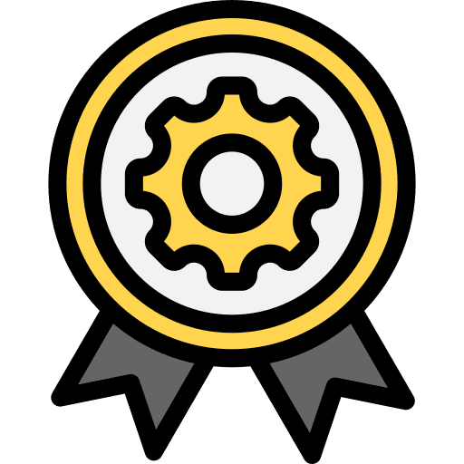 Award gear business and finance achievement icon