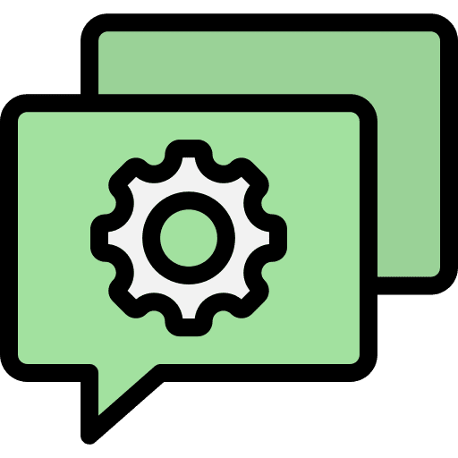 Conversation project cogwheel conversation icon