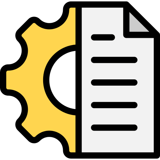 Project management sheet gear file icon
