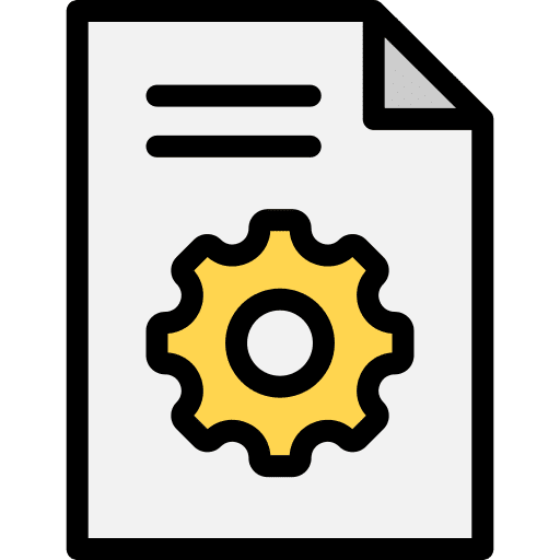 Project management file cogwheel statistics icon Project management file cogwheel statistics icon