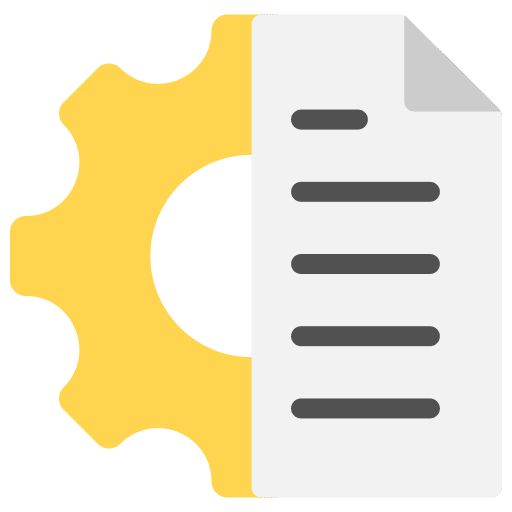 Project management business and finance file gear icon