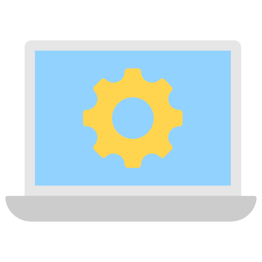 Laptop setting gear business and finance icon Laptop setting gear business and finance icon