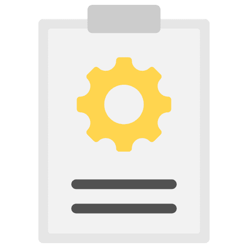 Project management gear cogwheel document icon Project management gear cogwheel document icon