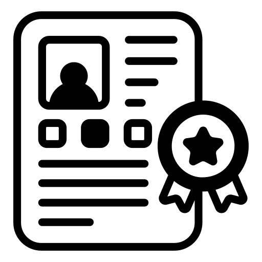 Qualification contract certification patent icon