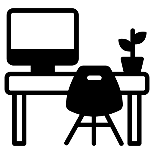 Workplace furniture and household computer desk icon