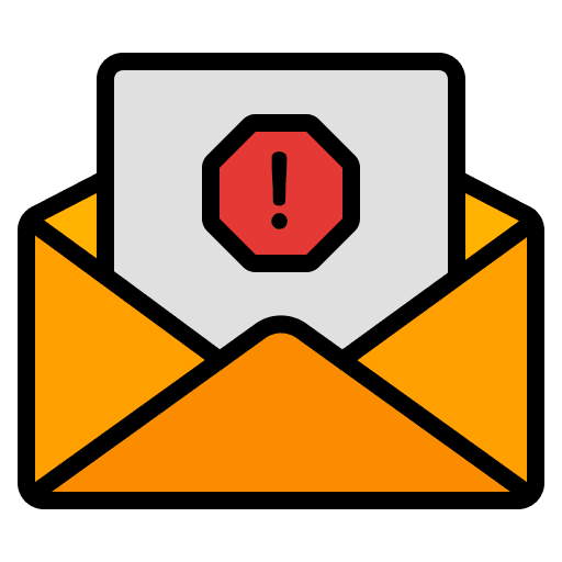 Spam email communications warning icon Spam email communications warning icon