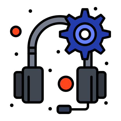 Headset customer service gear communications icon Headset customer service gear communications icon