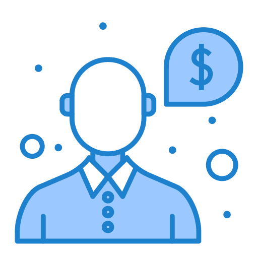 Money tool man help icon Money tool man help icon