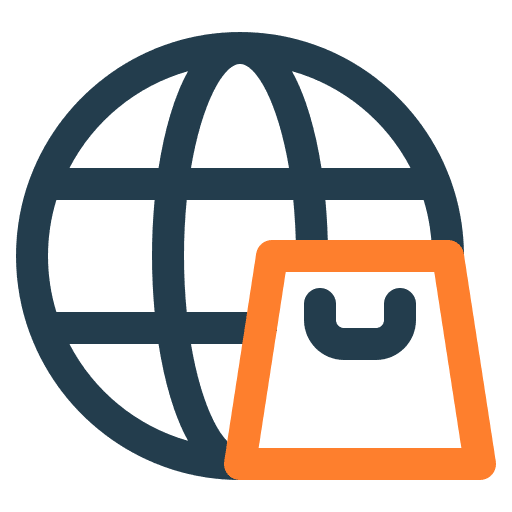 Ecommerce network online shop international shipping icon