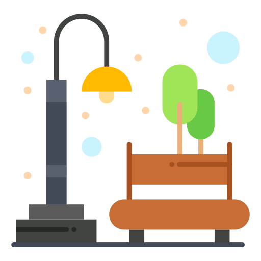 Park architecture and city relax signaling icon