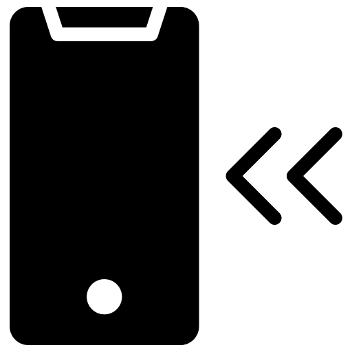 Incoming left arrow communications cellphone icon Incoming left arrow communications cellphone icon