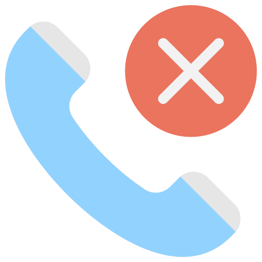 Blocked missed call cross rejected icon Blocked missed call cross rejected icon
