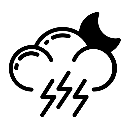 Storm weather lightning bolt moon icon