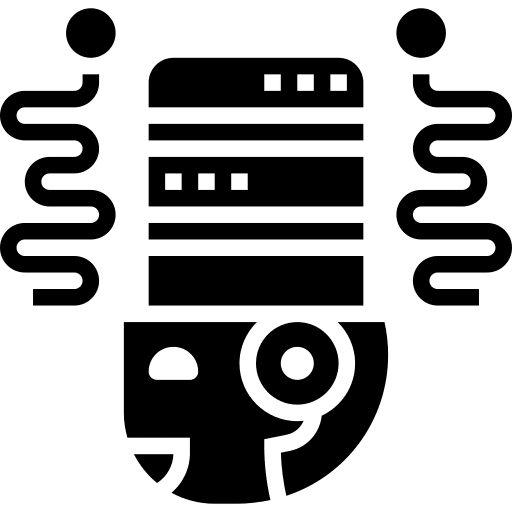 Big data system hosting robot icon Big data system hosting robot icon