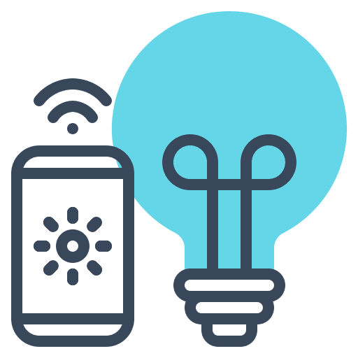 Light bulb remote mobile iot icon