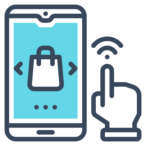 Ecommerce commerce and shopping internet of things hand icon