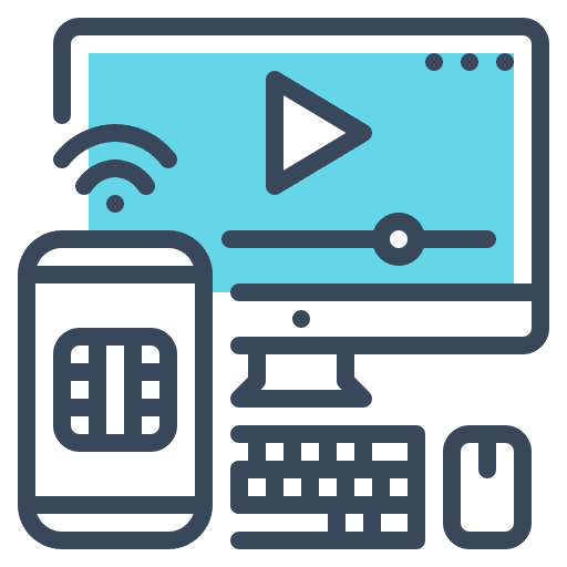 Streaming control movie music and multimedia icon