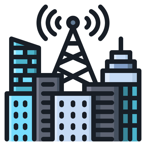 City architecture and city iot city icon