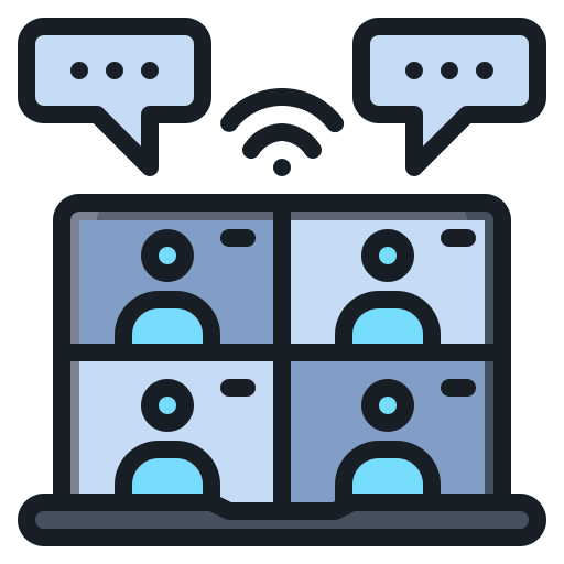 Conference computer video call meeting icon