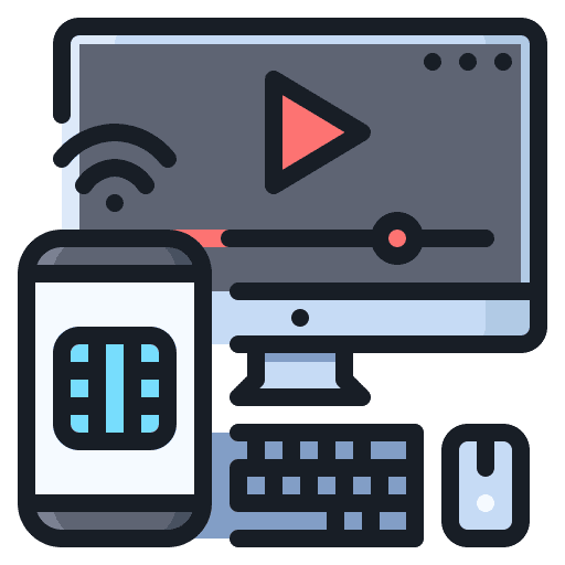 Streaming music and multimedia movie video icon