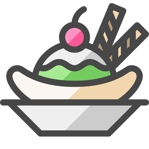 Banana split food and restaurant eat ice cream icon
