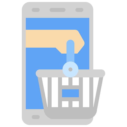 Online shopping online store mobile phone commerce and shopping icon Online shopping online store mobile phone commerce and shopping icon