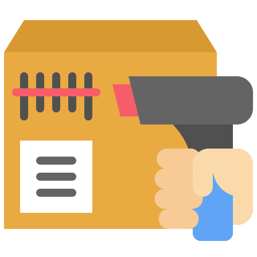 Scanning shipping and delivery package reader icon