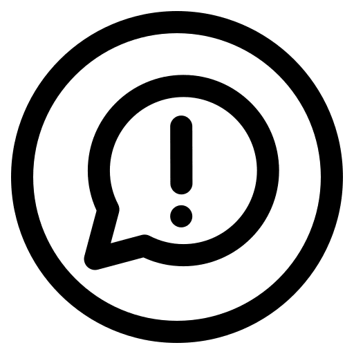 Exclamation mark communications chat box alert icon Exclamation mark communications chat box alert icon