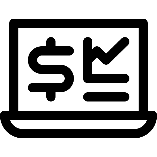 Laptop laptop dollar line chart icon