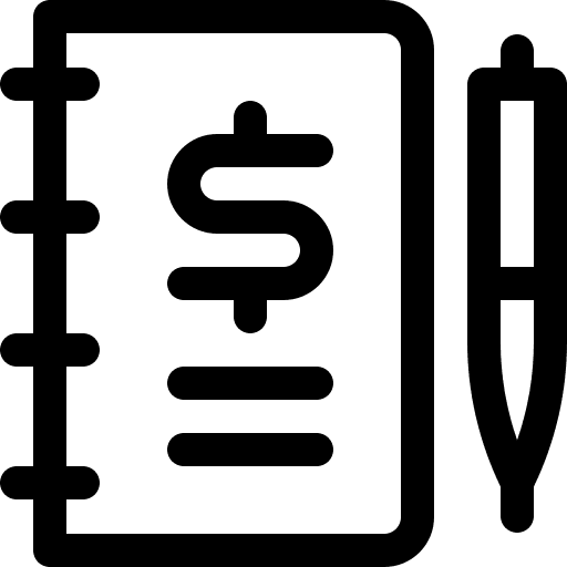 Notebook business and finance dollar price list icon