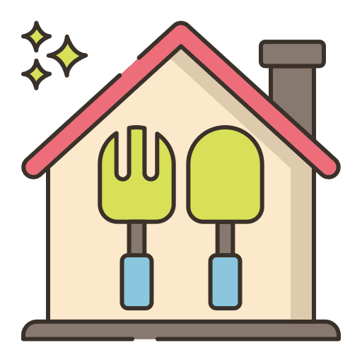 Garden tools shovel gardening tools house icon