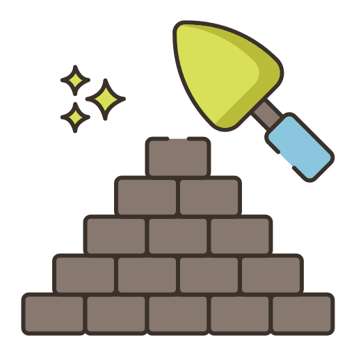 Masonry construction and tools brickwork trowel icon
