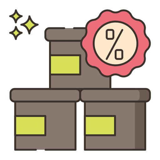 Materials commerce and shopping promotional items discount icon