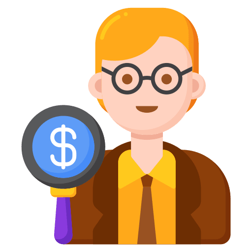 Auditor report worker male icon