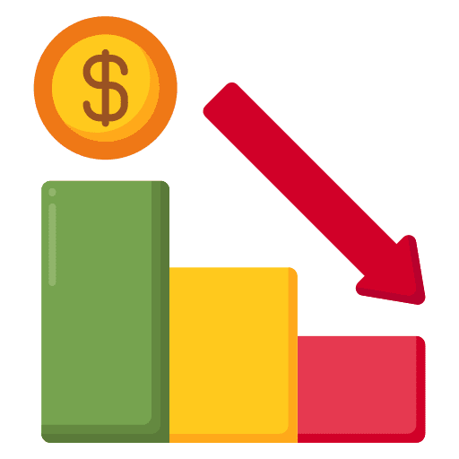 Depreciation dollar business and finance decrease icon