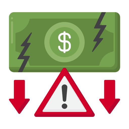 Bankrupt money decrease bankrupt icon