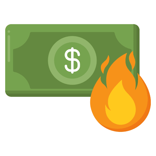 Burning budget dollar burn icon